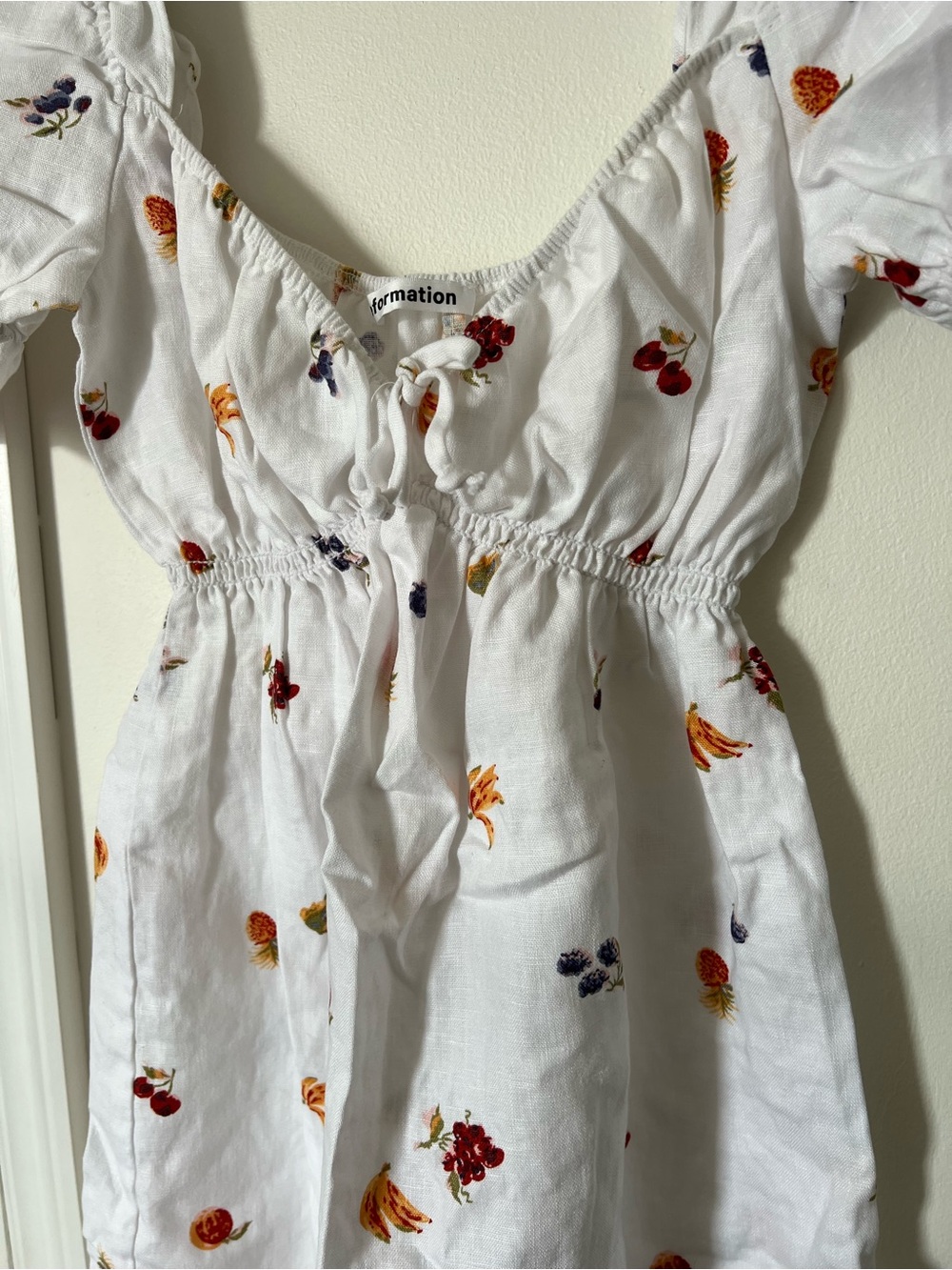 Reformation Linen Puff Sleeve Mini Dress Size Small Cottagecore - Picture 4 of 6
